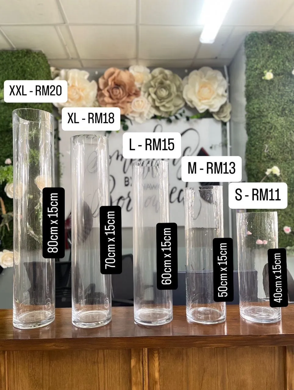 Cylinder Vase Jumbo 15cm diameter 