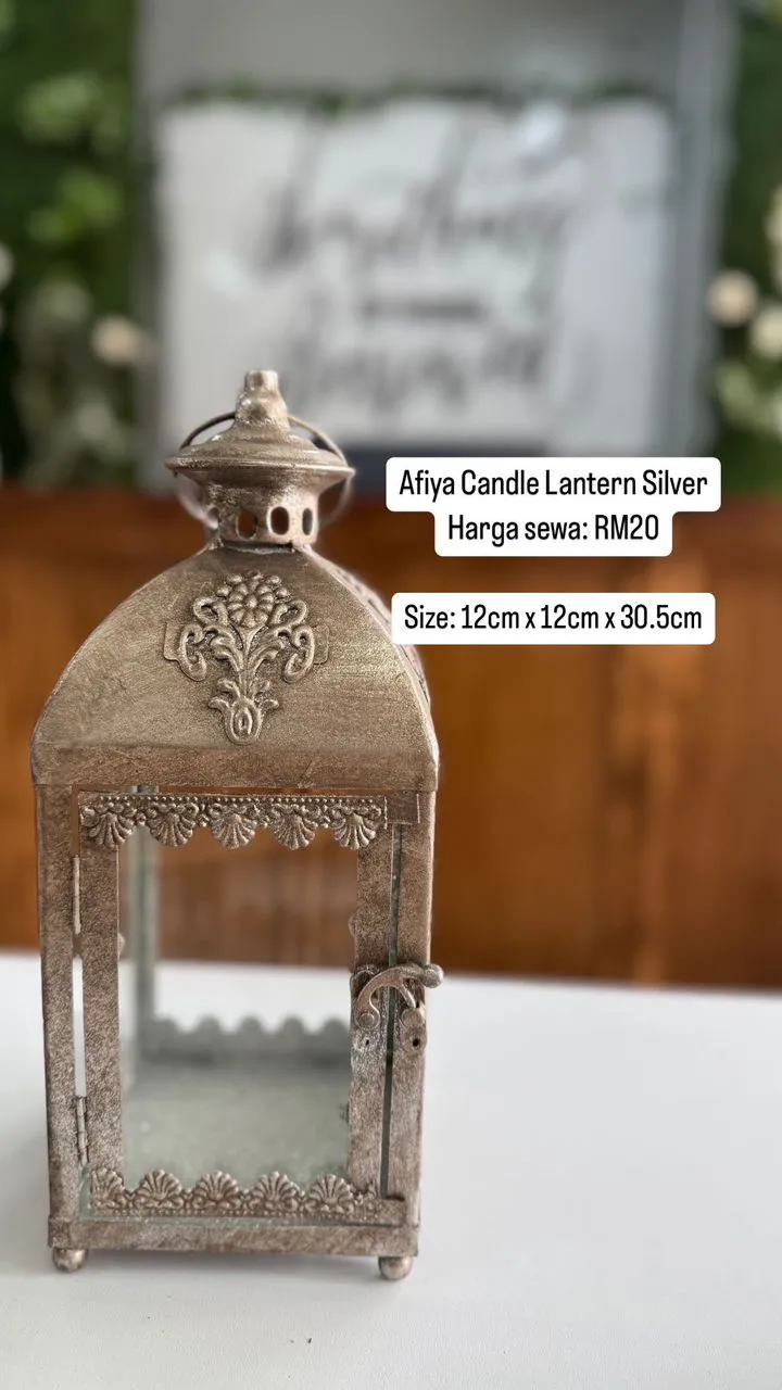 Afiya Candle Lantern Silver 