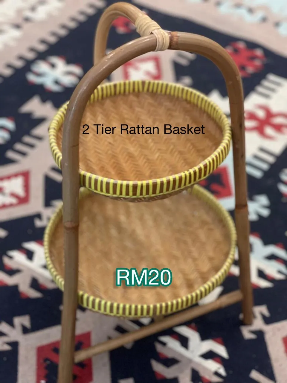 ☺2 tier rattan basket