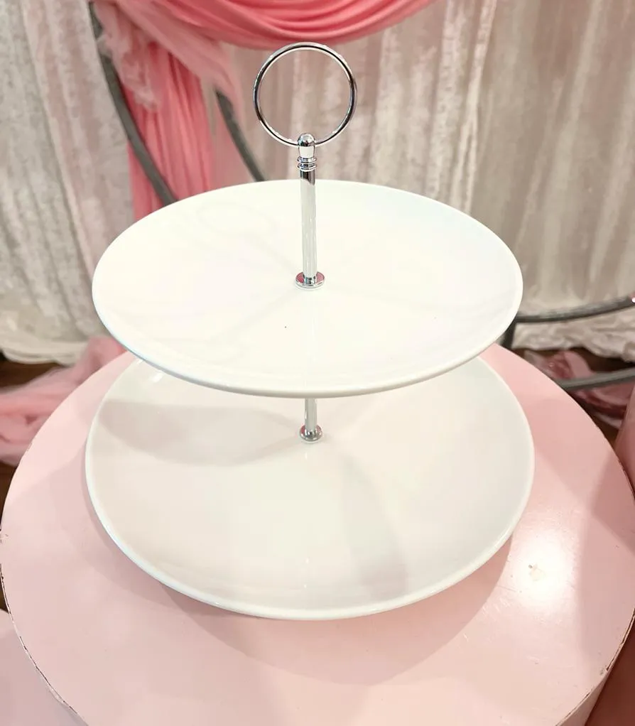 2 Tier Ceramic Stand White