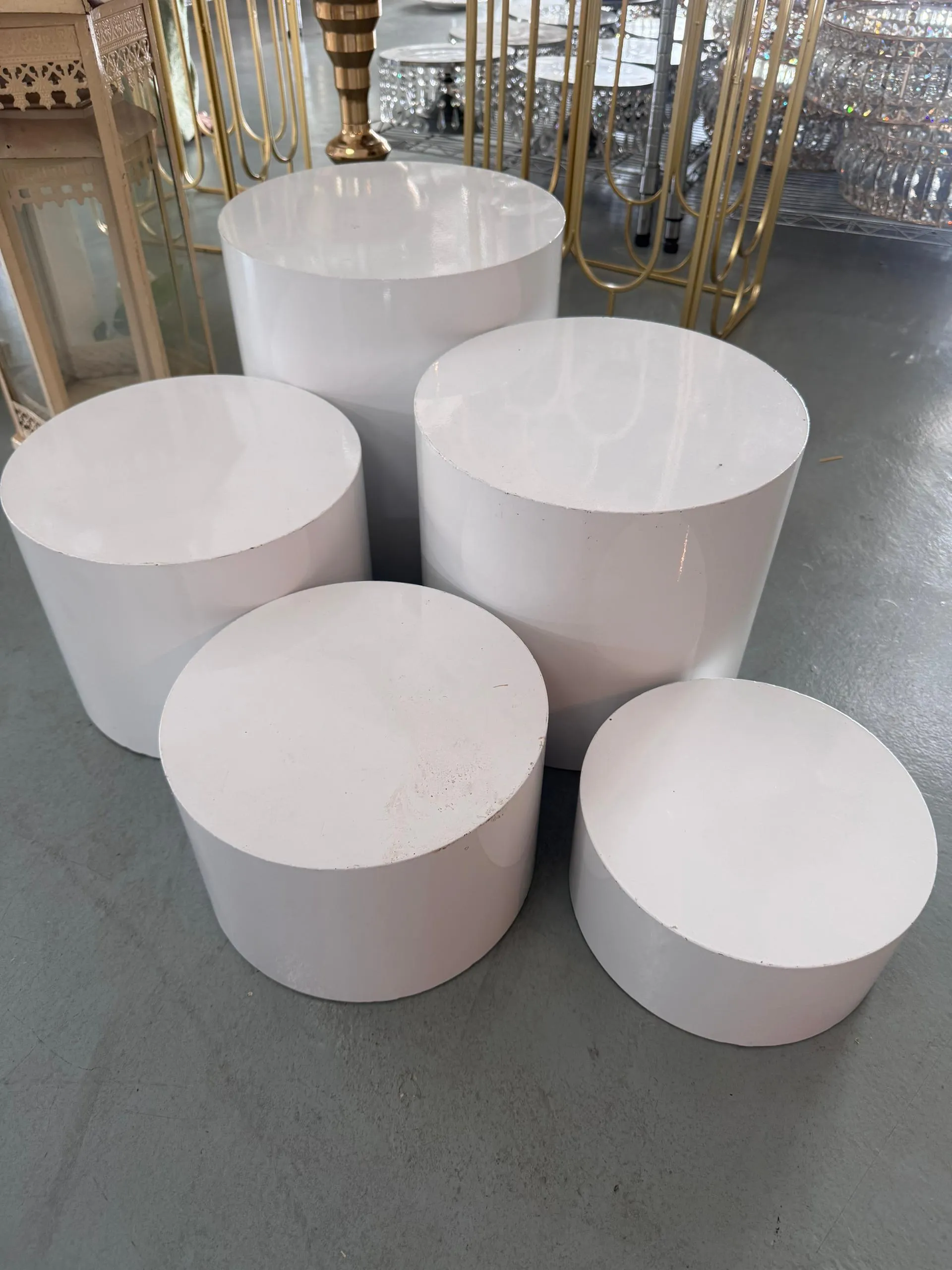 White Small Metal Cylinder Box