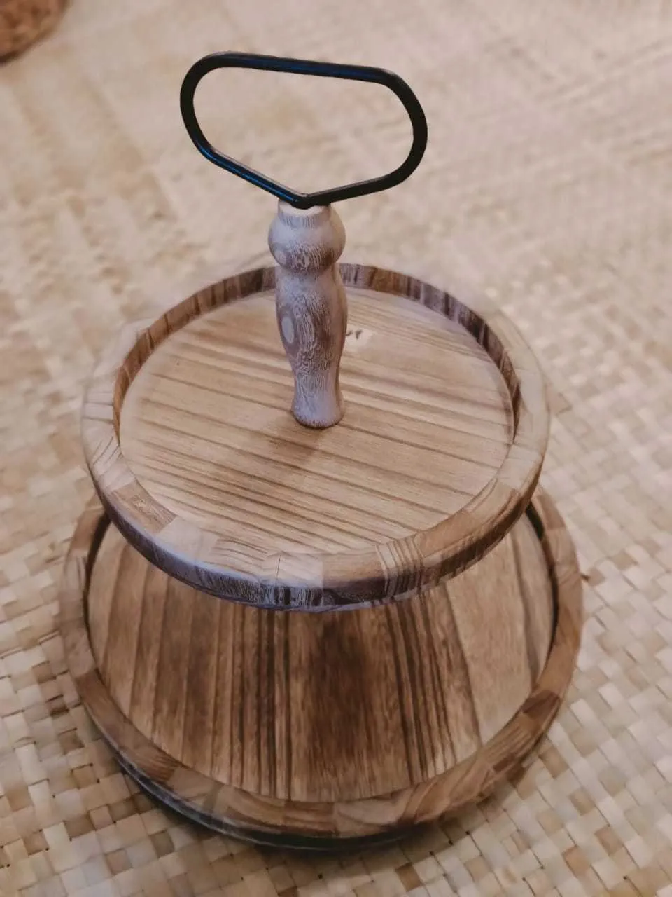 (CYB) 2 Tier Acacia Wood