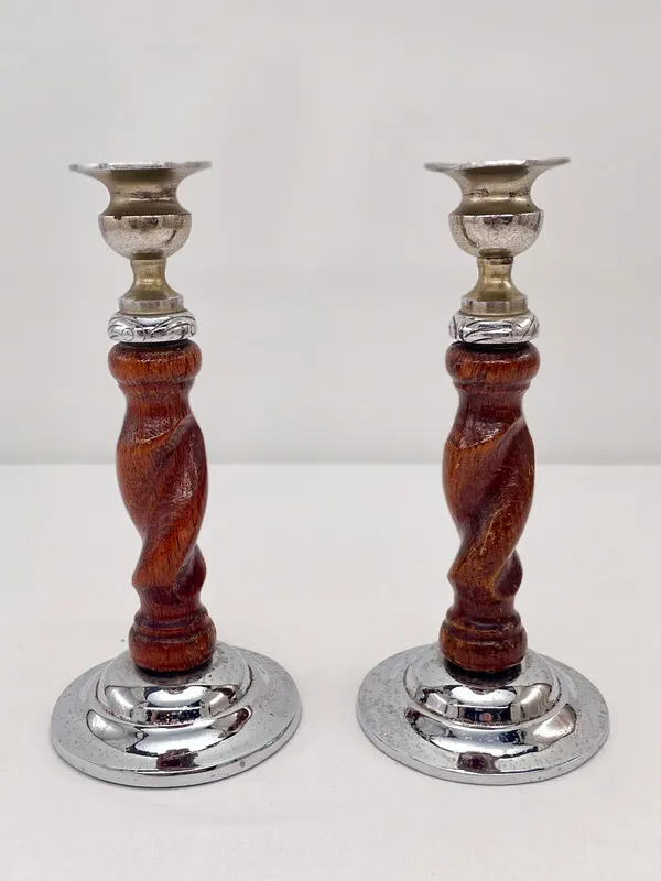 Carved Wooden Candlesticks