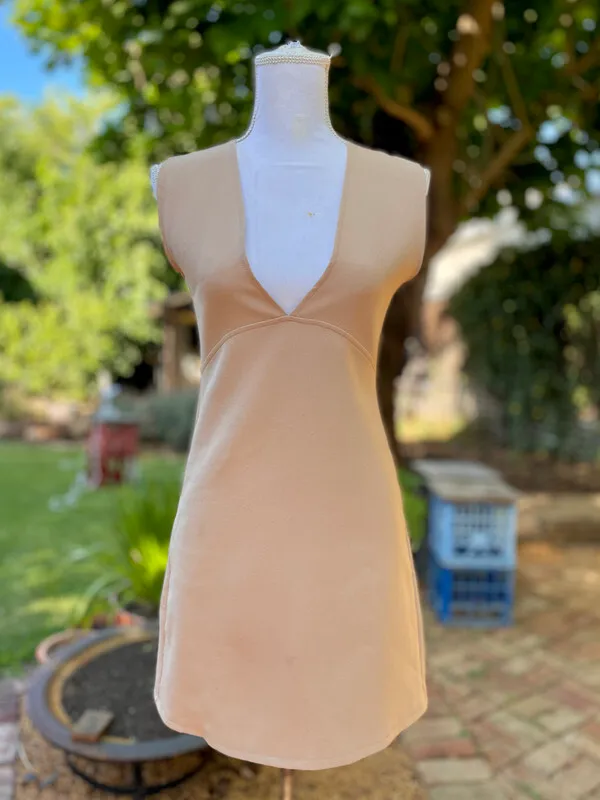 Brown V-Neck Pinafore Mini Dress