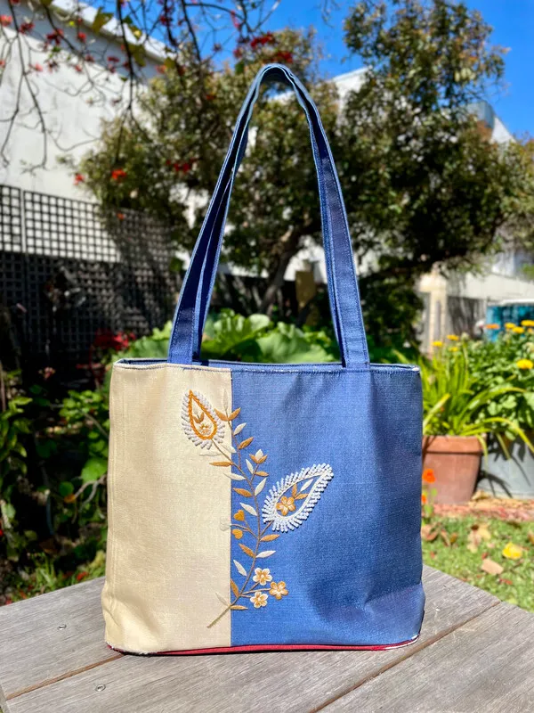 Embroided Floral Tote Handbag