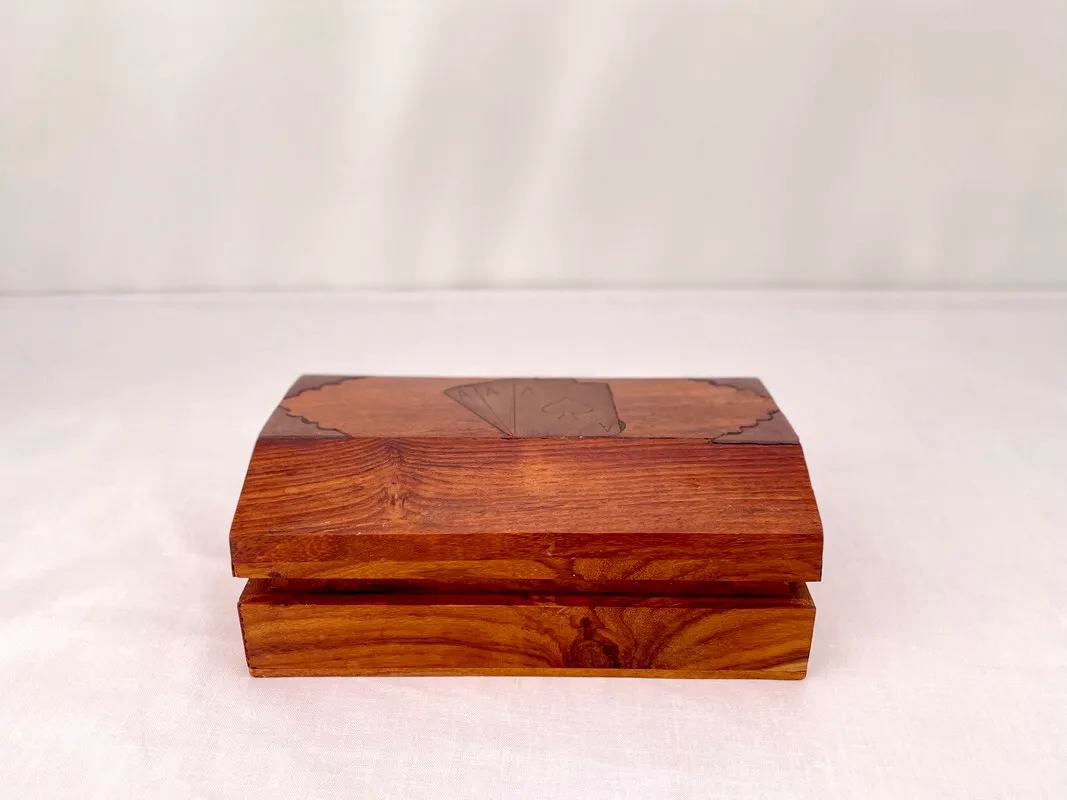 Wooden Box with Playing Cards Design