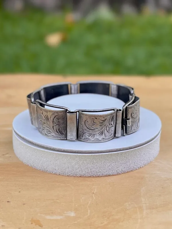 Silver Mahjong-Style Bracelet