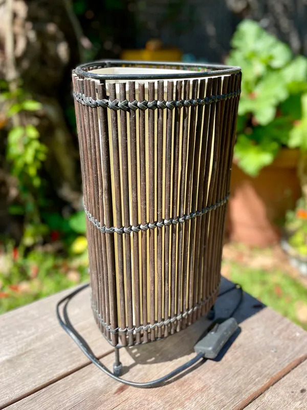 Triangular Bedside Lamps with Tiki Vibe