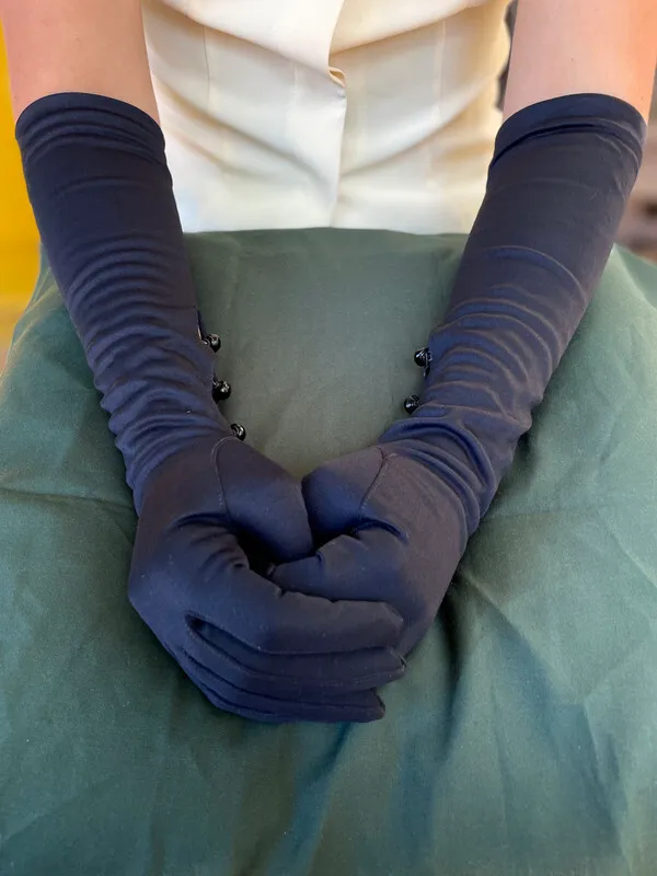 Black Evening Gloves with Buttons 1