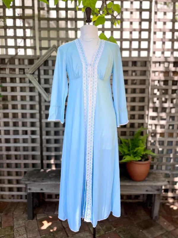 Blue Robe with Lace Details