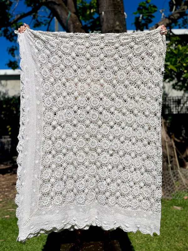Large White Crochet Blanket 2