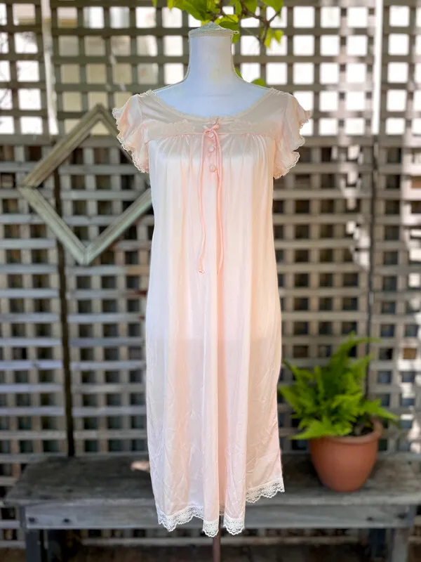 Pink Cap-Sleeve Nightgown