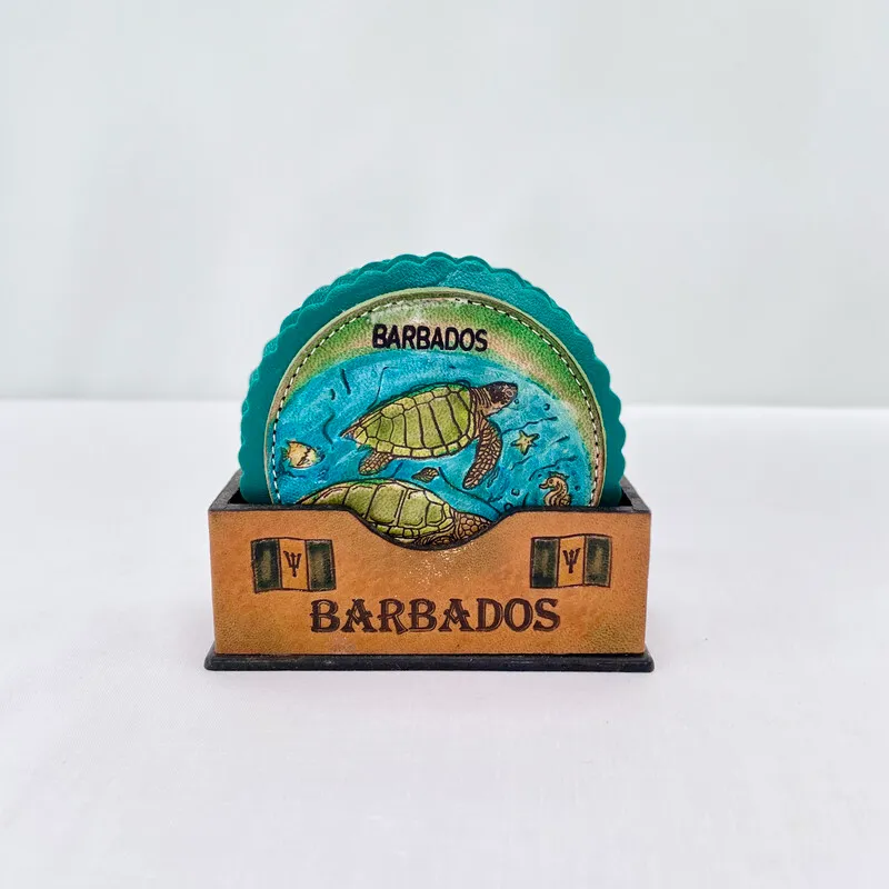 Barbados Drink Coasters with Holder Set