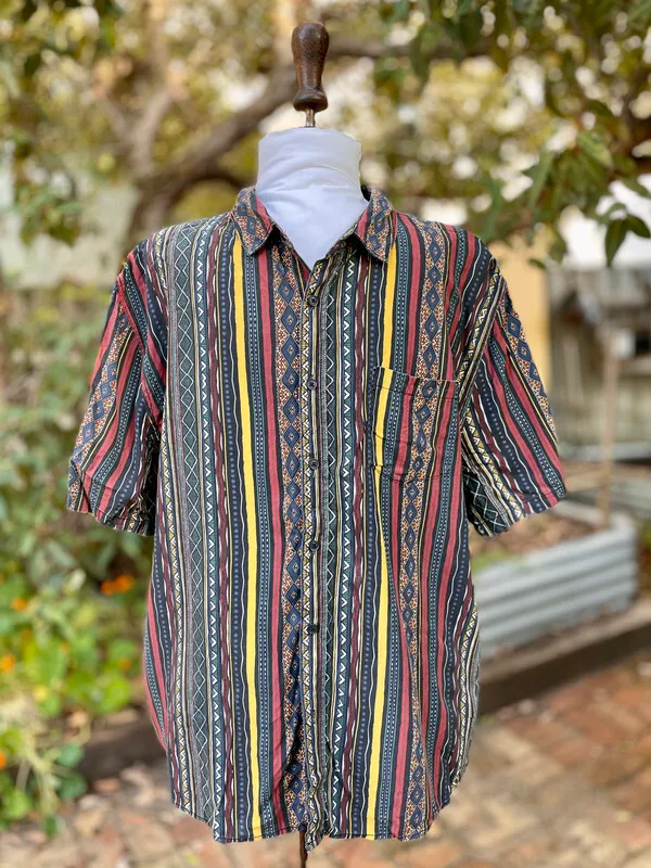 Short-Sleeved Tribal Print Shirt