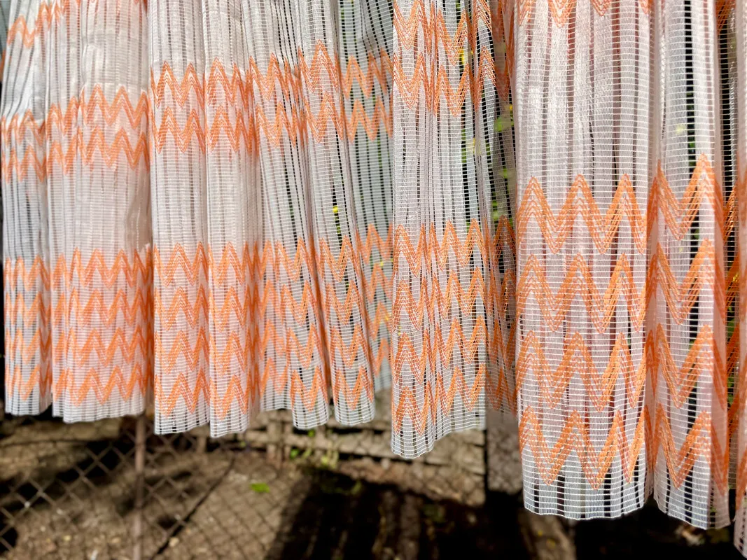 Orange Zig-Zag Mesh Cafe Curtains