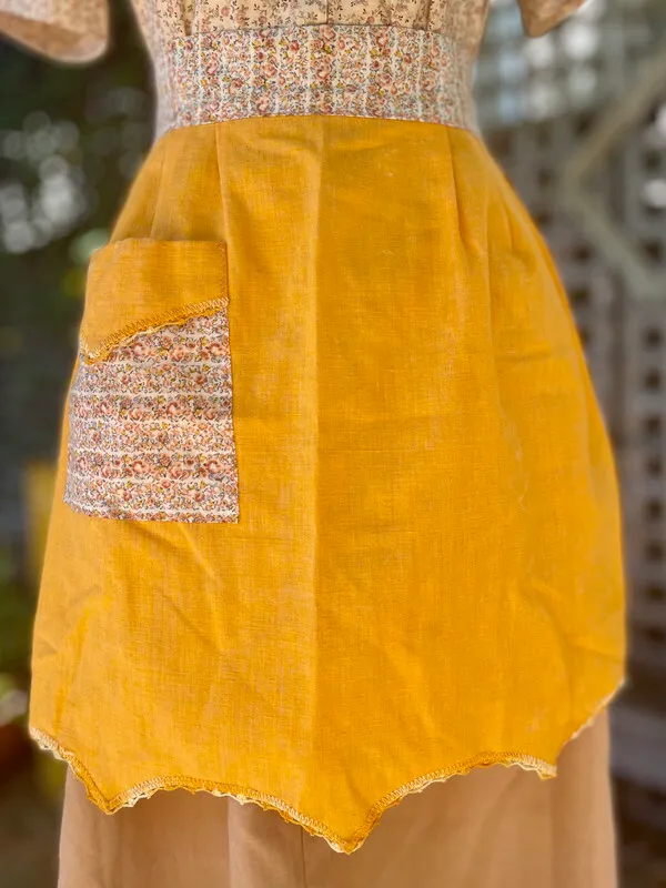 Orange Apron with Floral Details
