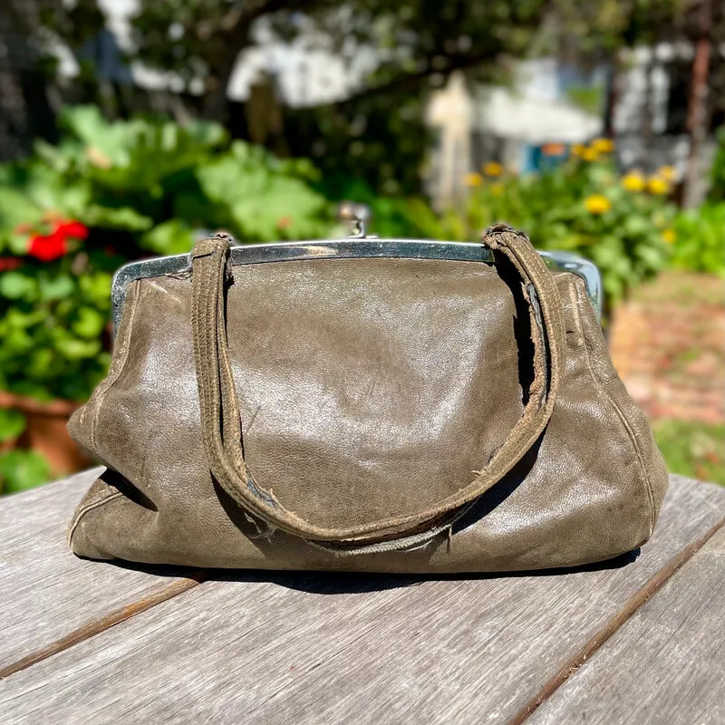 Small Worn Leather Handbag