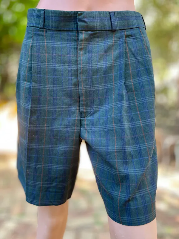 Green Plaid Shorts with Pockets