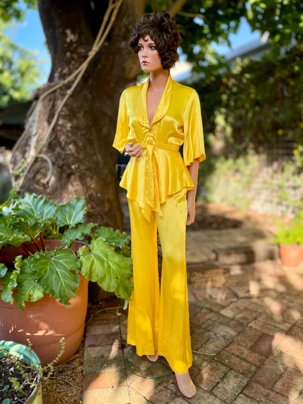 Yellow Two-Piece Disco Pantsuit