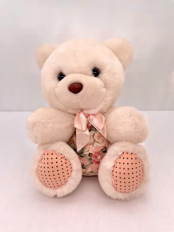 Floral Themed White Teddy Bear