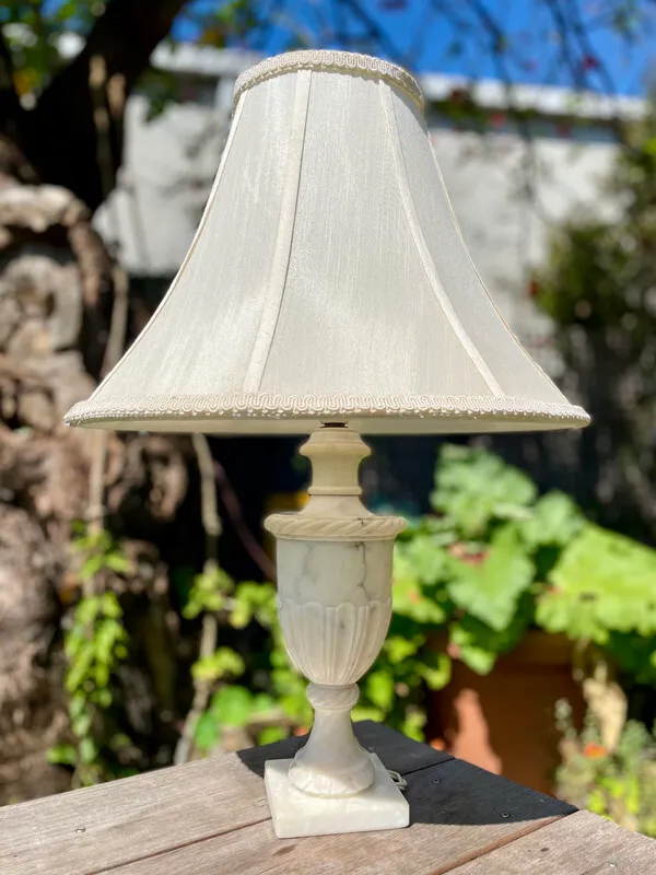 Marble Bedside Lamp with Bell Lampshade