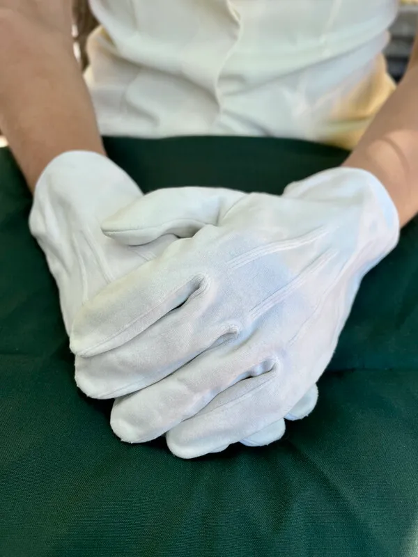 White Short Gloves with Buttons