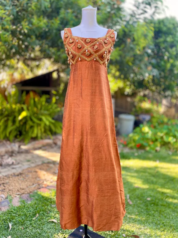 Orange Sleeveless Evening Gown