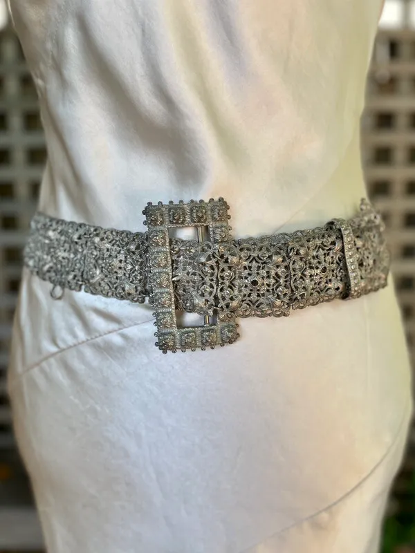 Edwardian Metal Belt with Chatelaine Ring