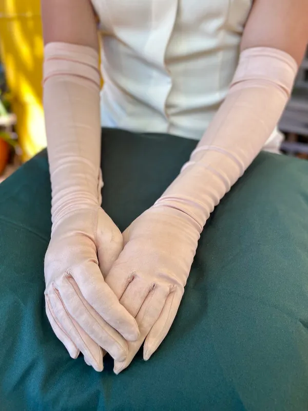 Nude Evening Gloves with Buttons
