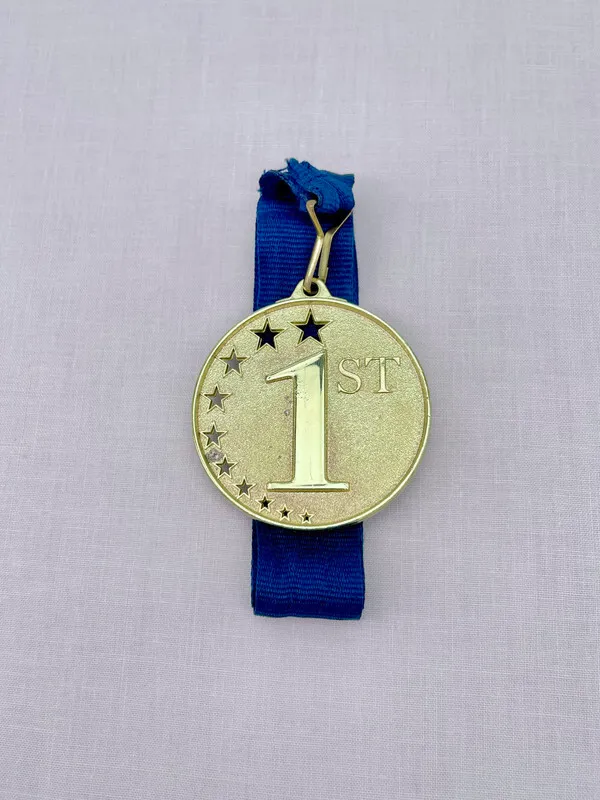 Gold '1st' Medal on Ribbon
