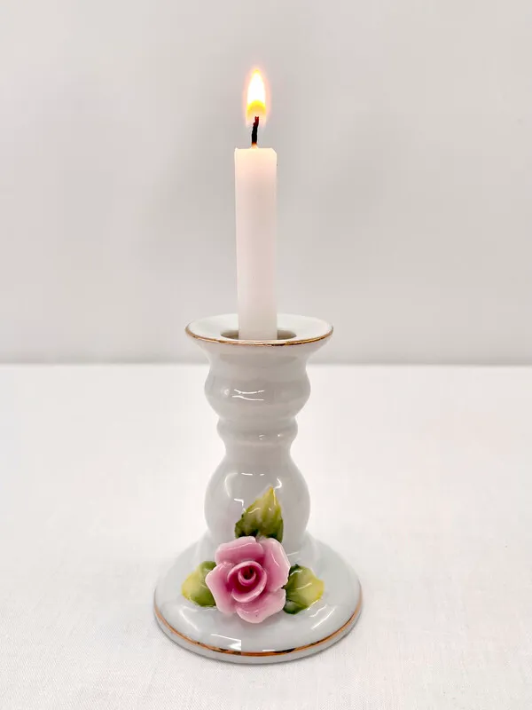 Decorative China Candle Holder with Rose