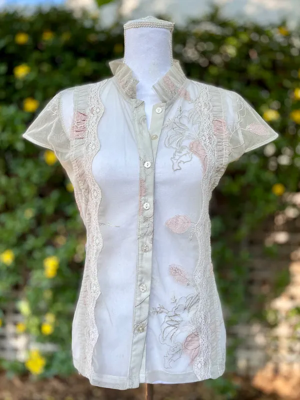 Grey Short-Sleeved Mesh Shirt