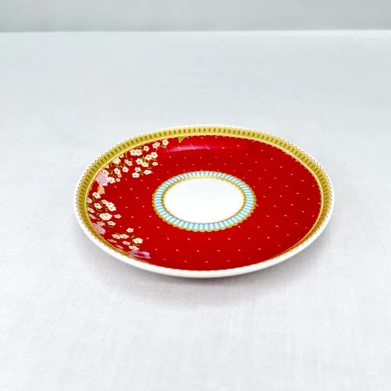 Red Floral Saucer