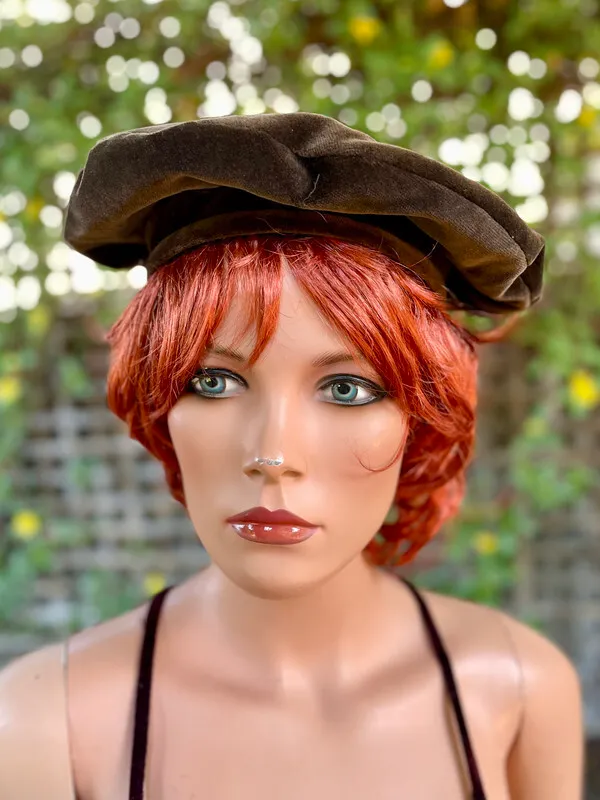 Brown Velvet Beret