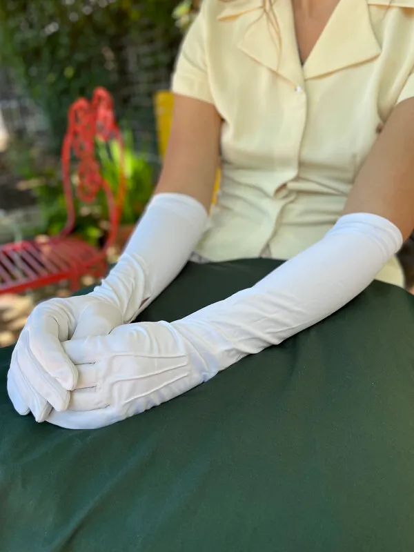 White Evening Gloves with Buttons 1