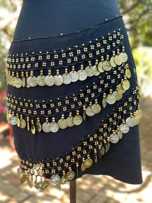 Black Scarf with Coin Pendants