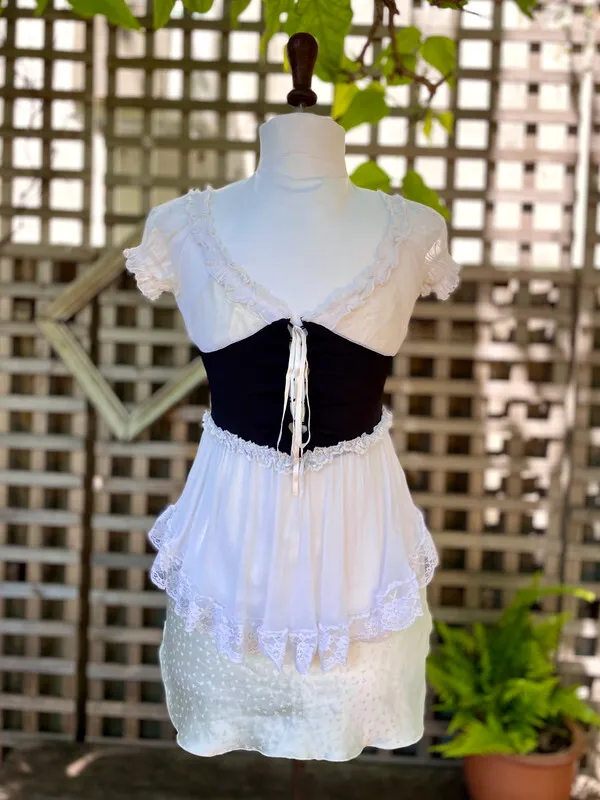 White Sheer Peasant Blouse with Corset Waist