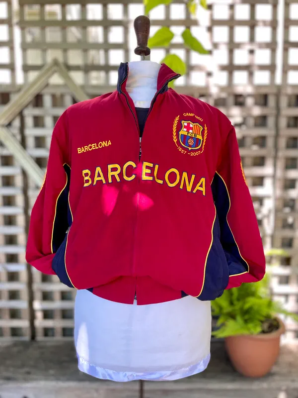 Red "Barcelona Camp Nou 50th Anniversary" Bomber Jacket