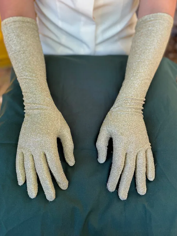 Gold Glittered Evening Gloves