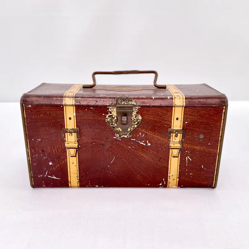 Vintage Suitcase-Shaped Tin