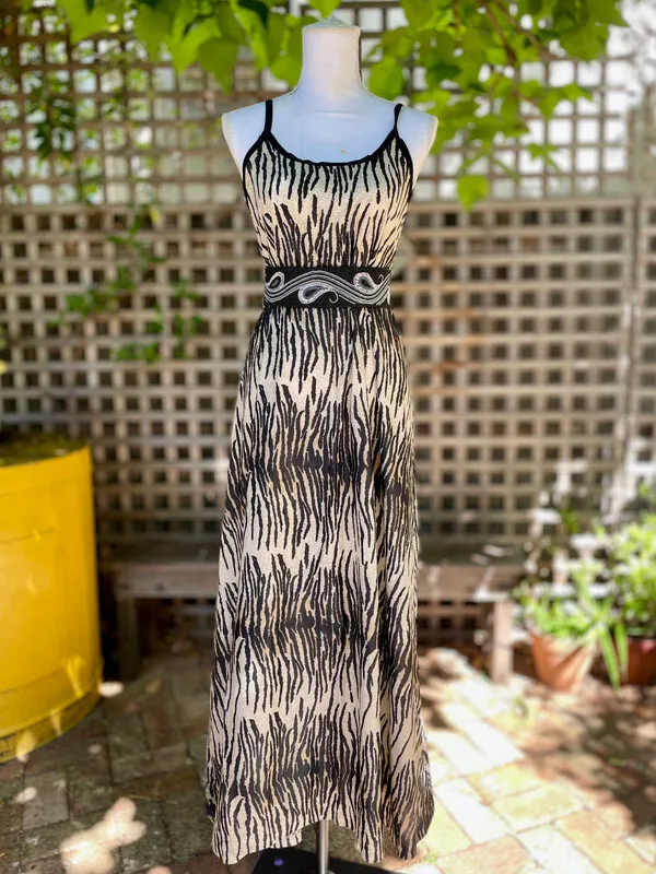 Sleeveless Zebra Print Maxi Dress