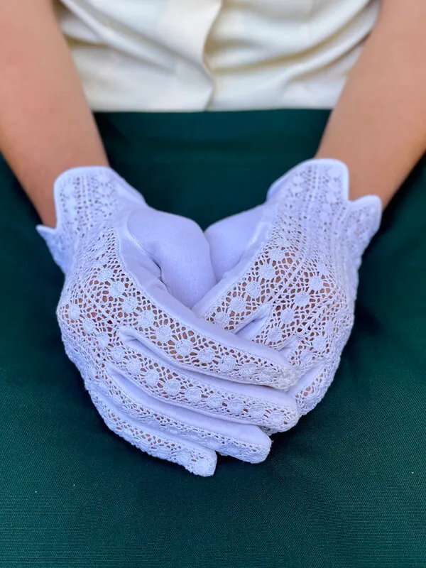 White Crochet Lace Short Gloves