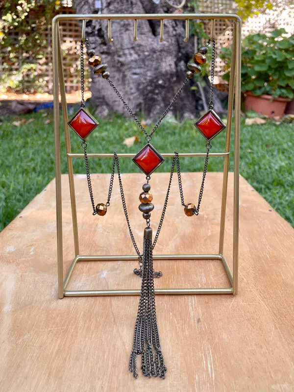 Art Deco Style Long Necklace with Tassel