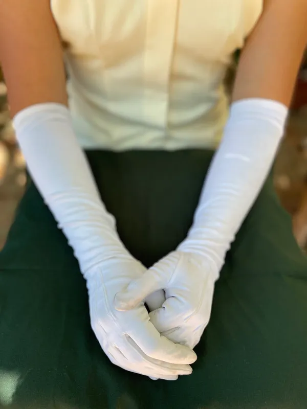 White Evening Gloves with Buttons 3