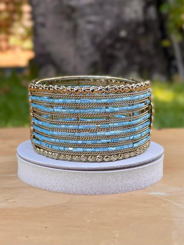 Blue Beaded Clasp Bracelet