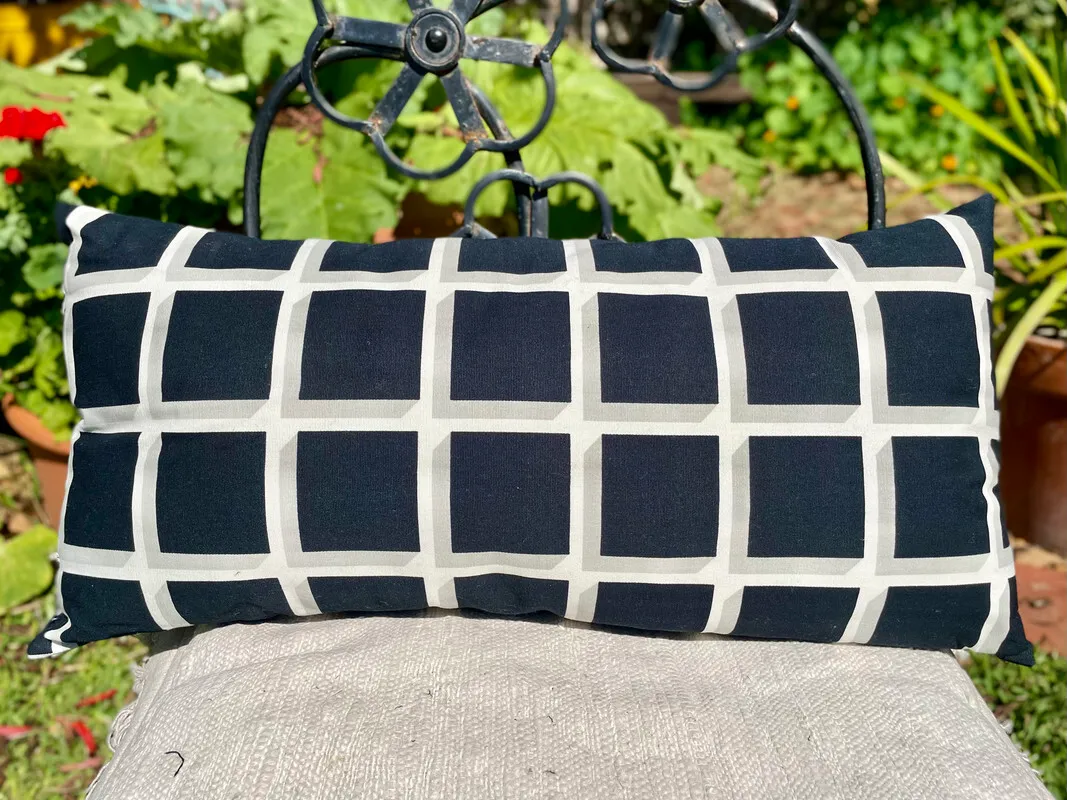 Rectangular Cushion with Windowpane Print