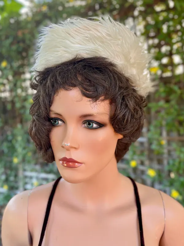 White Faux Fur Pillbox Hat