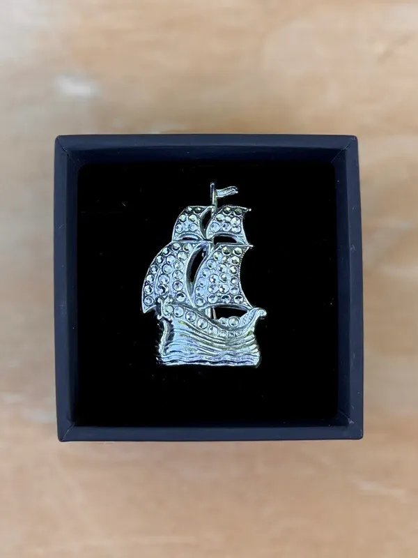 Silver Ship Brooch