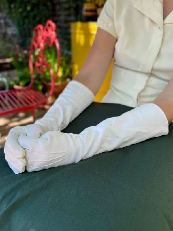 White Evening Gloves with Buttons 2