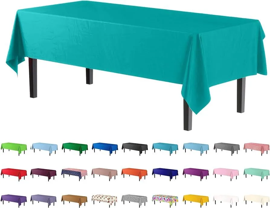 Plastic Table Cover - 54in x 108in (Terrific Teal) 